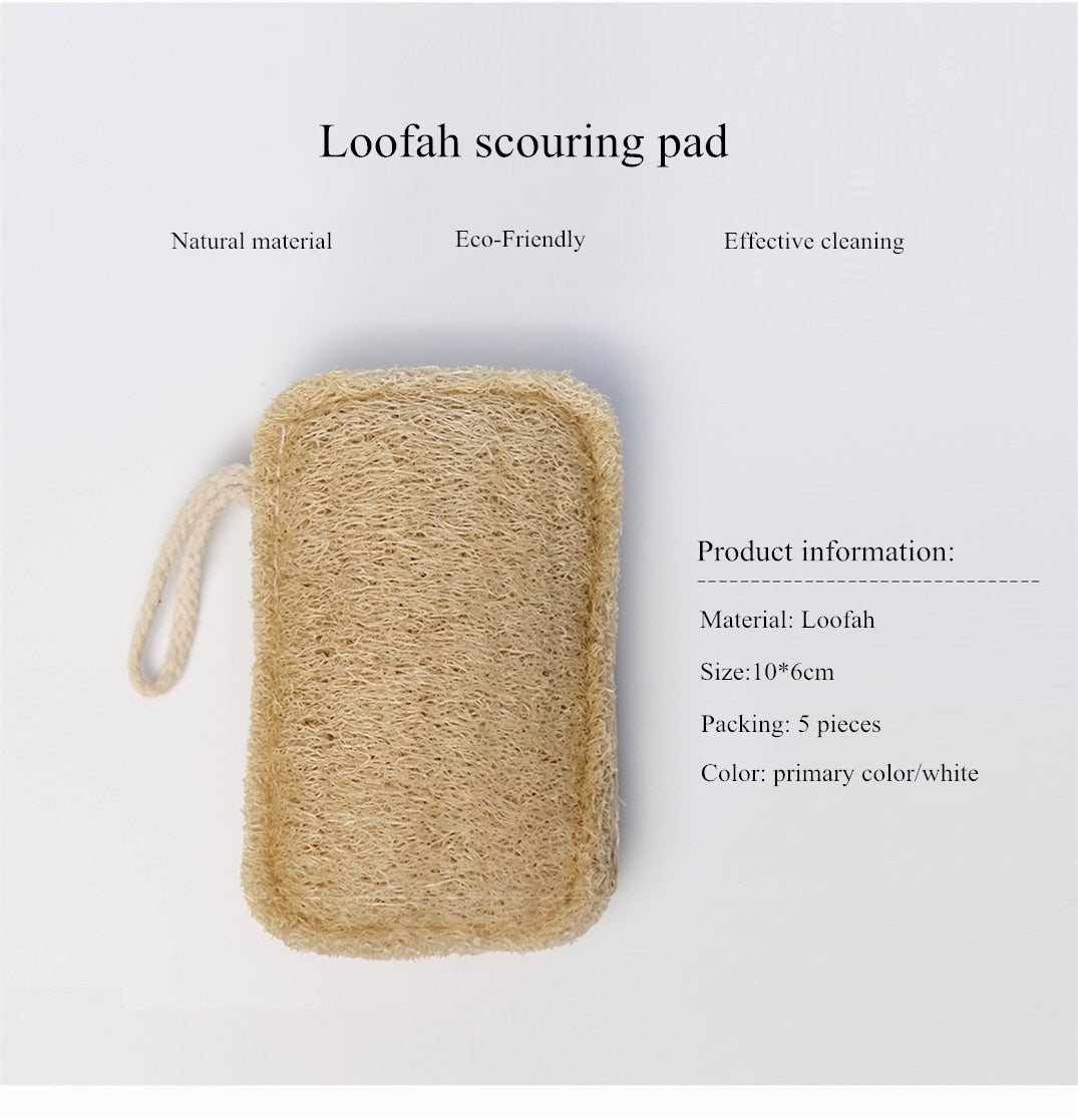 Natural Loofah Sponge Set (3 Pack) – Eco-Friendly Multi-Purpose Cleaning & Body Scrub Sponges