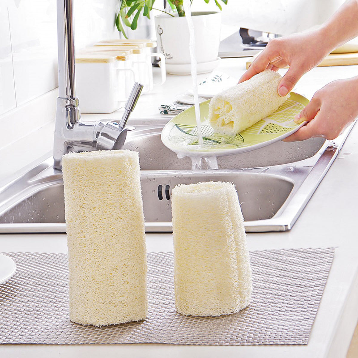 Natural Loofah Sponge  – Eco-Friendly Multi-Purpose Cleaning & Body Scrub Sponges