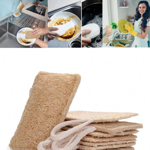 Natural Loofah Sponge Set (3 Pack) – Eco-Friendly Multi-Purpose Cleaning & Body Scrub Sponges