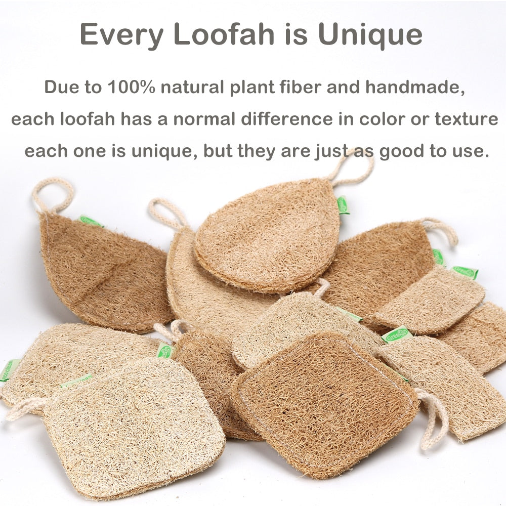 Natural Loofah Sponge Set (3 Pack) – Eco-Friendly Multi-Purpose Cleaning & Body Scrub Sponges