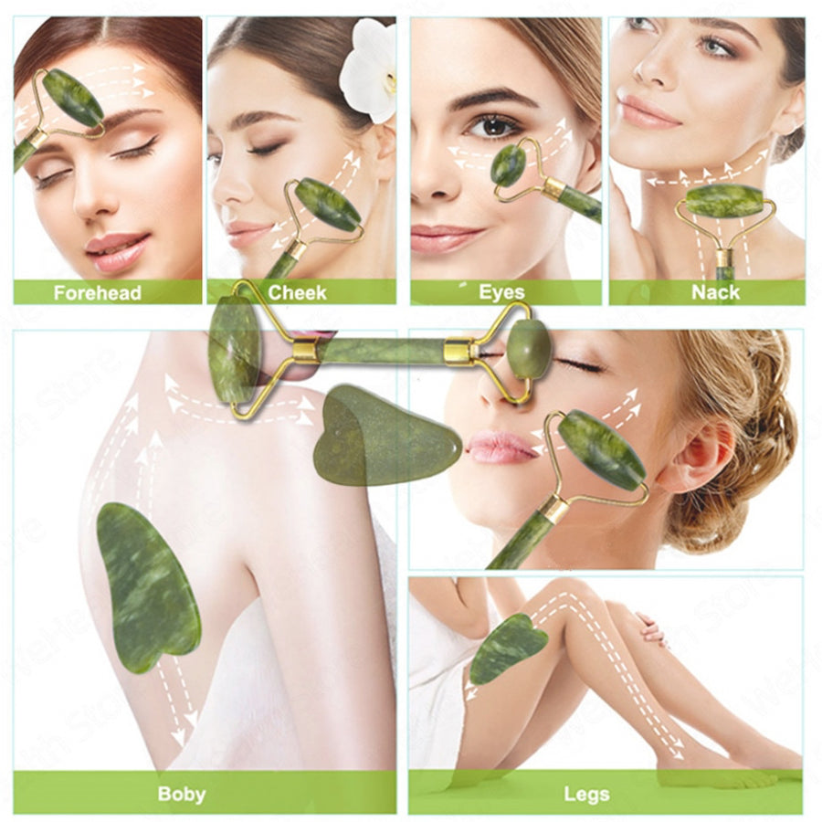 Jade Roller Natural Facial Rejuvenation &amp; Lymphatic Drainage Tool
