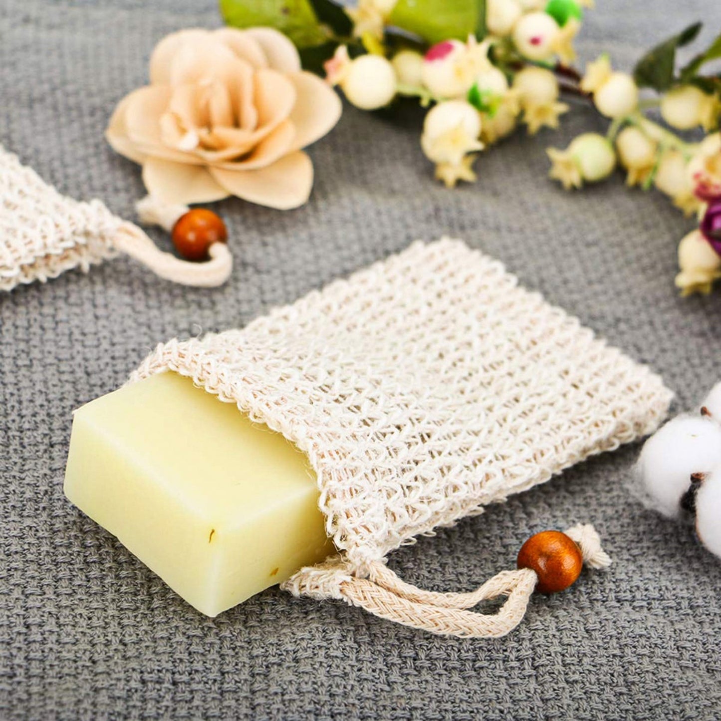 Natural Loofah Soap Holder & Scrubber (Set of 3)– Eco-Friendly Loofah Sponge for Kitchen & Bathroom Cleaning