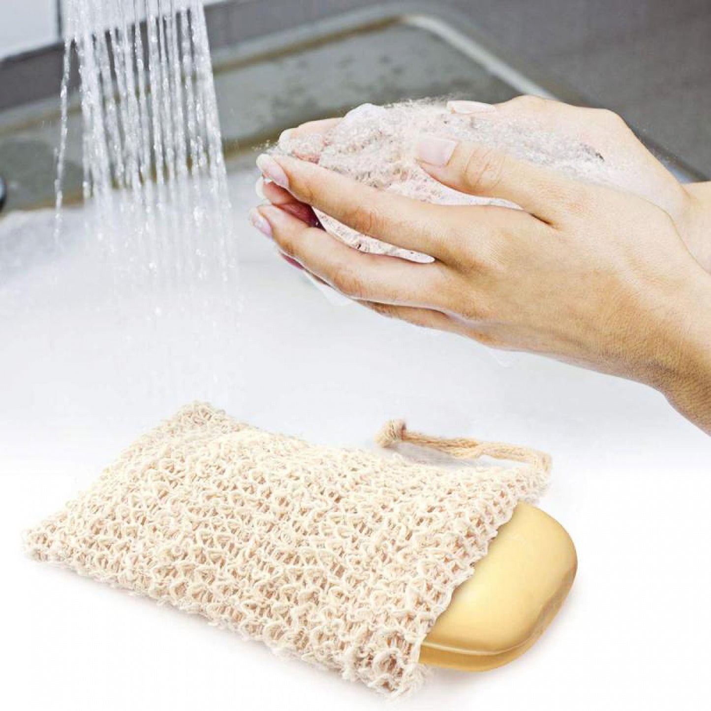 Natural Loofah Soap Holder & Scrubber (Set of 3)– Eco-Friendly Loofah Sponge for Kitchen & Bathroom Cleaning