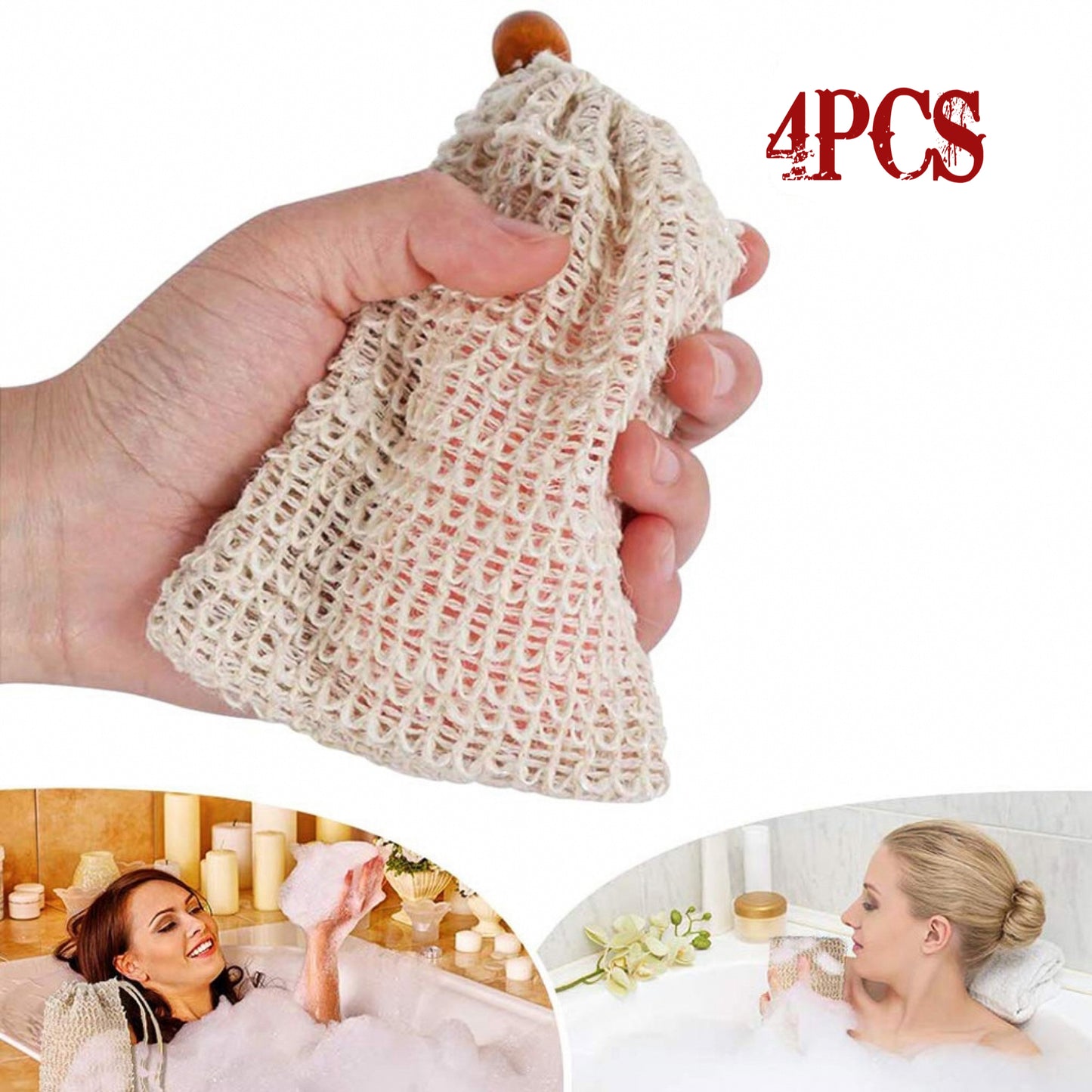 Natural Loofah Soap Holder & Scrubber (Set of 3)– Eco-Friendly Loofah Sponge for Kitchen & Bathroom Cleaning