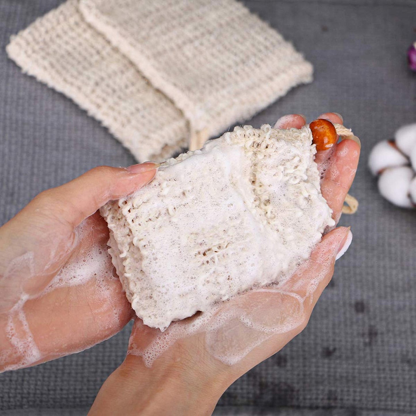 Natural Loofah Soap Holder & Scrubber (Set of 3)– Eco-Friendly Loofah Sponge for Kitchen & Bathroom Cleaning