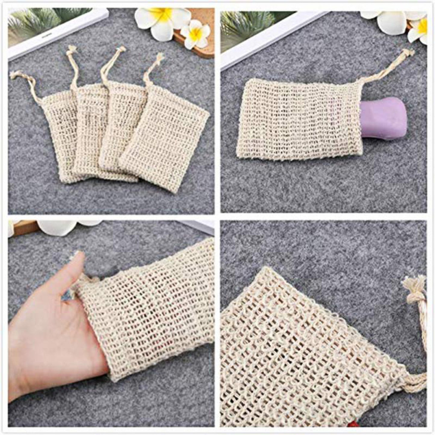 Natural Loofah Soap Holder & Scrubber (Set of 3)– Eco-Friendly Loofah Sponge for Kitchen & Bathroom Cleaning