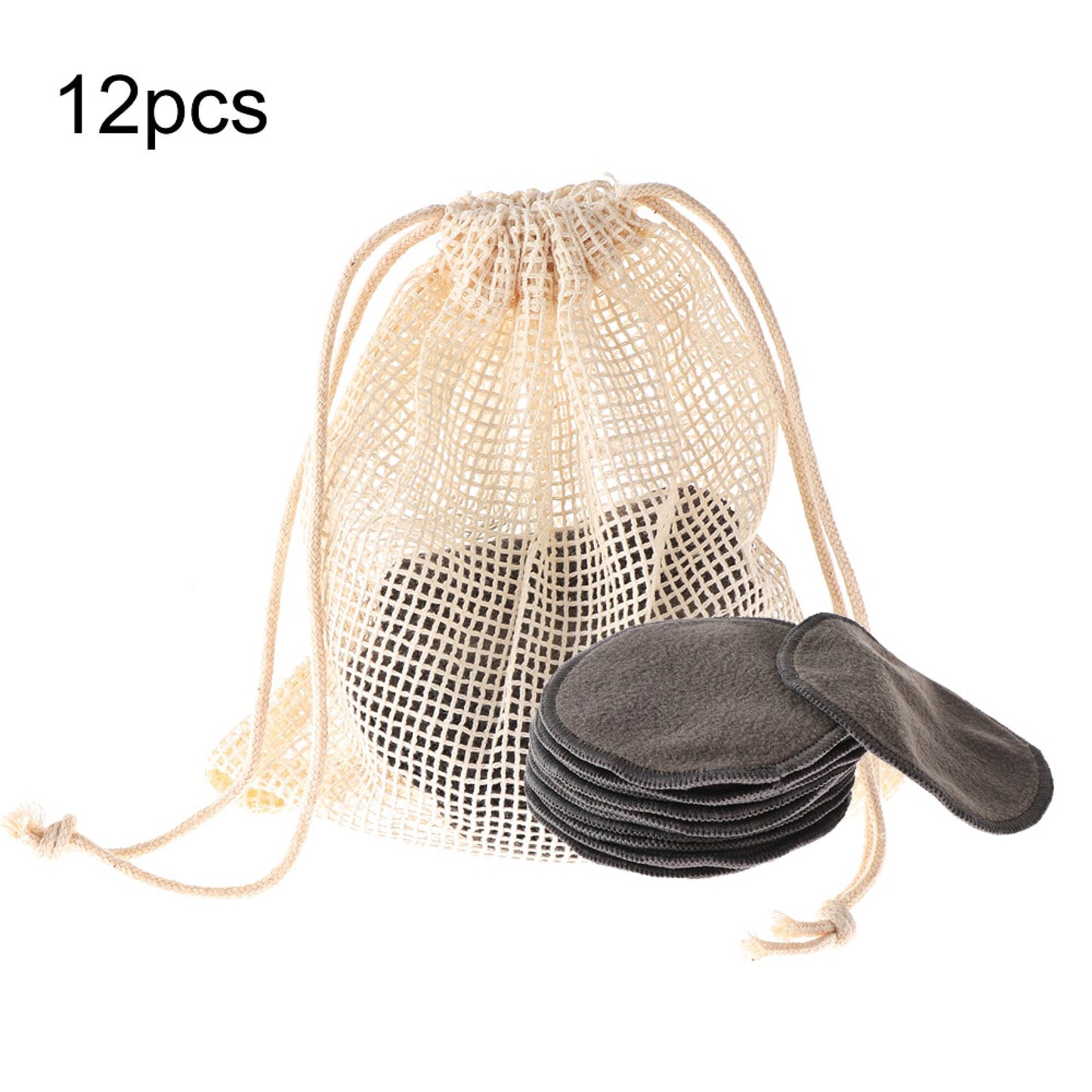 Reusable Makeup Removal Pads – 12-Piece Dark Grey Set | Eco-Friendly &amp; Washable