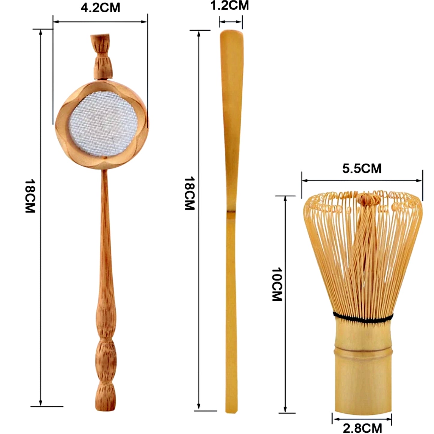 Premium Bamboo Matcha Tea Set – Whisk, Scoop & Strainer | Eco-Friendly Gift Set