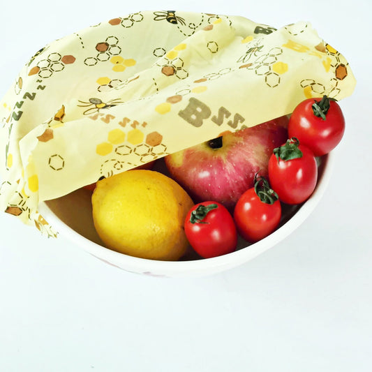 Reusable Waxed Fabric Bowl Covers (Set of 3) – Eco-Friendly Beeswax Food Wraps, Plastic-Free Kitchen Storage