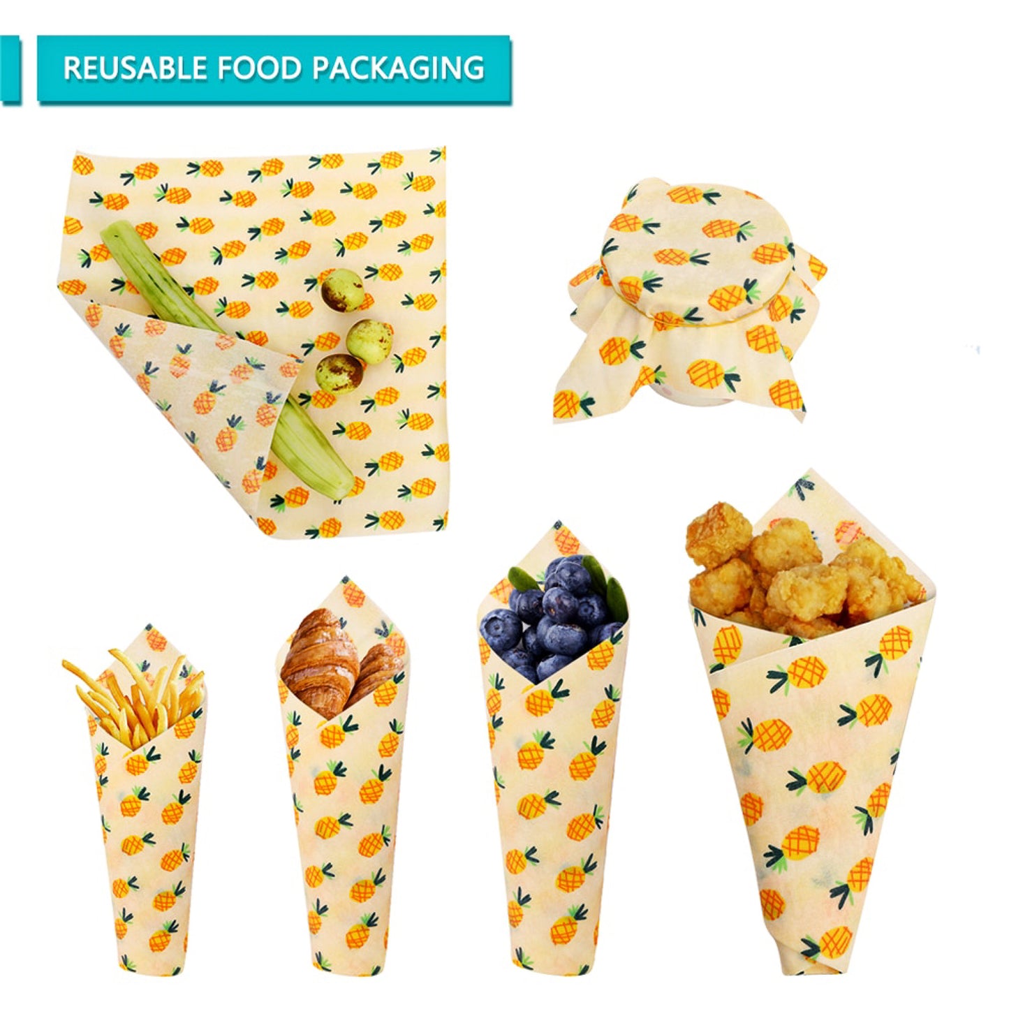 Reusable Waxed Fabric Bowl Covers (Set of 3) – Eco-Friendly Beeswax Food Wraps, Plastic-Free Kitchen Storage
