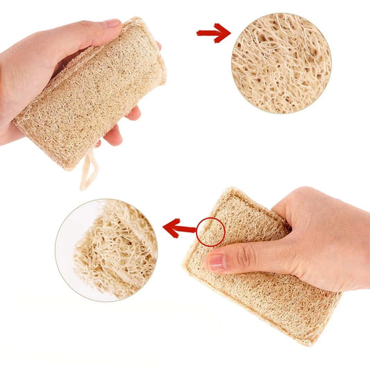Natural Loofah Sponge Set (3 Pack) – Eco-Friendly Multi-Purpose Cleaning & Body Scrub Sponges